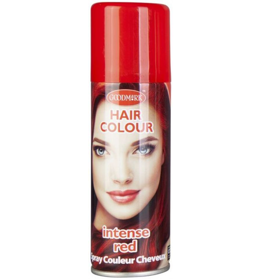 Haarspray rood - Willaert, verkleedkledij, carnavalkledij, carnavaloutfit, feestkledij, haarspray, haar kleuren, eenmalig, uitwasbaar